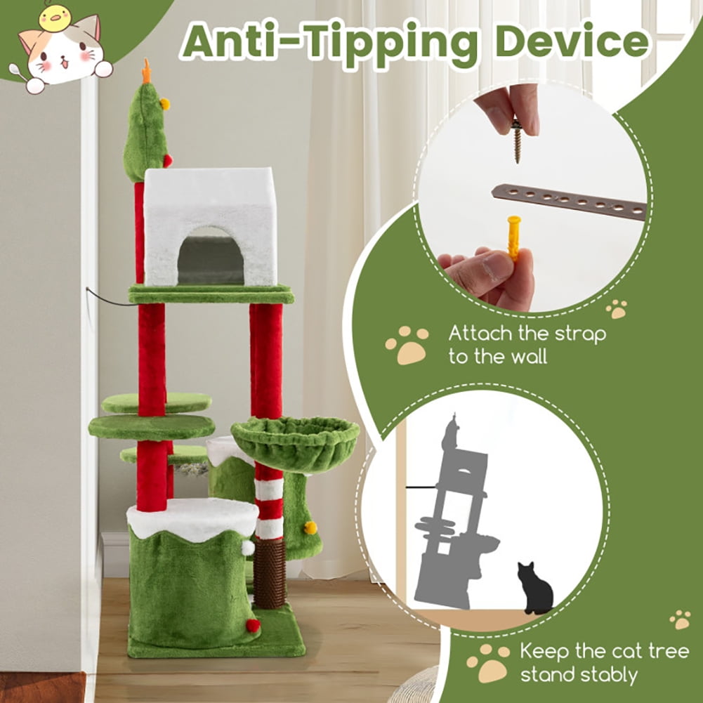 Yardi Yarda 58 Inch Tall Cat Tree Tower Multi-level Pet Climbing and Jumping Tower Furniture with Condos