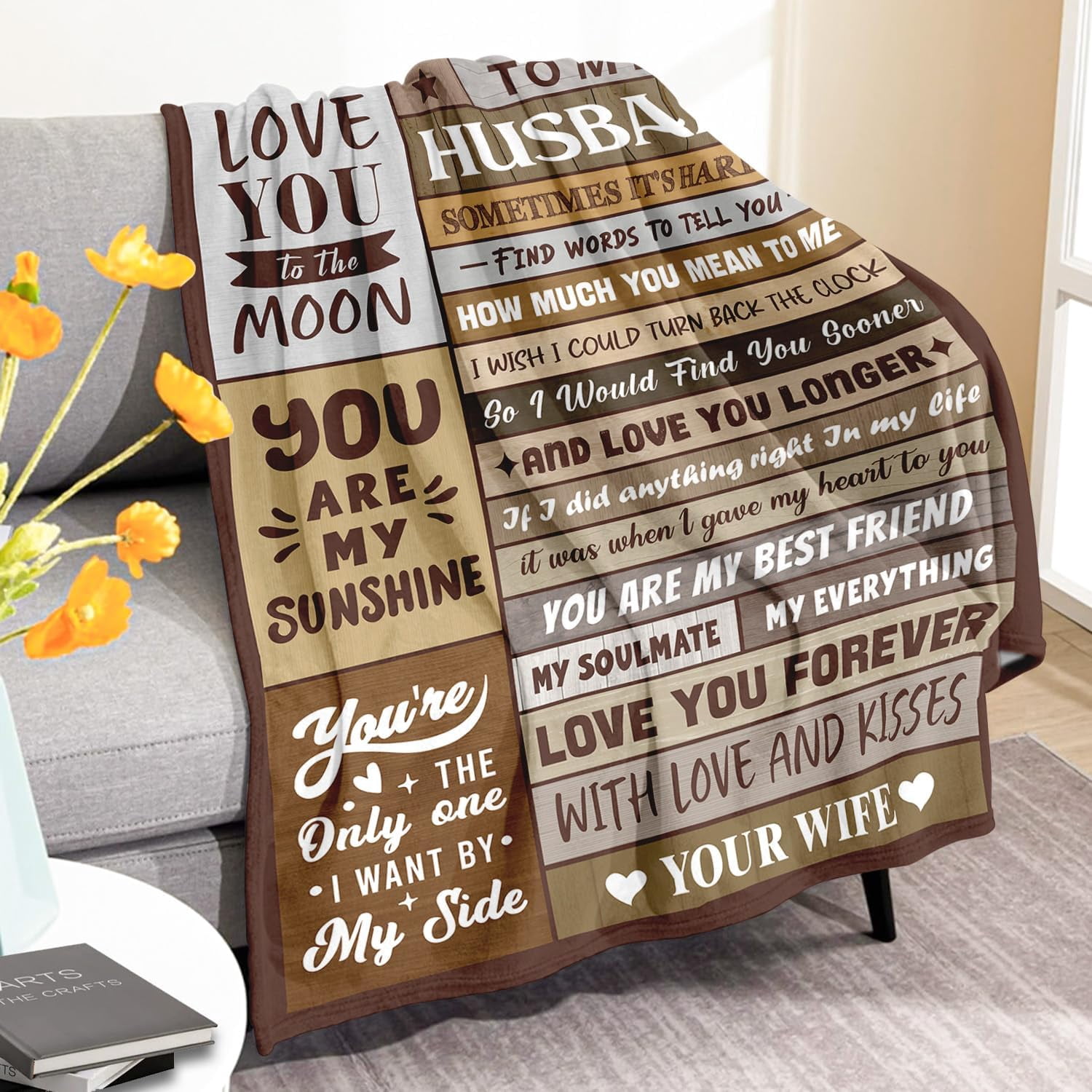 Gifts for Husband from Wife - Birthday Gifts for Husband - Anniversary Wedding Gift for Men - Christmas Valentines Day Gift for Him - Best Husband's Ever Present - to My Man Blanket