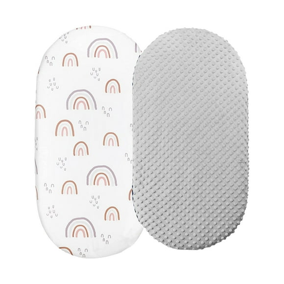 Xuewenshw 2 Pcs Drap pour Couffin pour Bébé Drap de Berceau Drap de Berceau s'Adapte aux Matelas de Landau Rectangulaires et Ovales Coussinets de Couffin Minky à Pois Ensemble de Draps-Housses Dessin Animé Forever Rouleau de 50