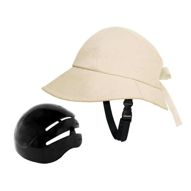 Gorra para casco de bicicleta con correa ajustable para la barbilla, sombrero de pesca, casco de bicicleta, sombrero de cubo para Surf para mujer, , beige