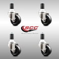 thumbnail image 2 of 3 Inch 316SS Hard Rubber Wheel Swivel 1-1/2 Inch Expanding Stem Caster Set SCC, 2 of 2