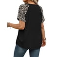 thumbnail image 4 of WellSize Plus Size T Shirts for Women Color Block Short Sleeve Tunic Tops Casual V Neck Summer Blouses, 4 of 7
