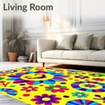 thumbnail image 2 of ODIKA 5'x7' Machine Washable Non-Slip Area Rug, Vibrant Floral Artistic Tufted Decorative Smile High Traffic Rug, Yellow, 610127, 2 of 7