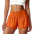 thumbnail image 2 of Aihuaihua Biker Shorts Women Quick Dry 2 in 1 Running High-Split Athletic Short High Waisted Pant with Pocket Tennis Golf Skirt Orange S, 2 of 8