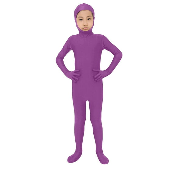 XIMIN Kids Spandex Costume Full Body Open Face Solid Color Bodysuit Costume Boys Girls Stretchy Halloween Cosplay Body Suit Zentai Suit Outfits