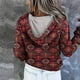 thumbnail image 5 of Camiseta de cuello con capucha de manga larga suelta divertida vintage para mujer Tops estampados Fridja  FKASFK5624, 5 of 6