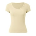 thumbnail image 4 of NJGRAE Womens Work Tops Women’S Slub Knit T-Shirts Women's Summer Top Solid Color Versatile Fashion Short Sleeved Top Women’S Tunic Length Blouses Xl, 4 of 5