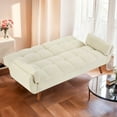 thumbnail image 3 of 75.39 INCH Futon Sofa Bed, Convertible Folding Futon Couch Recliner Lounge For Living Room With 2 Pillow/Armrest Beige, 3 of 5