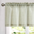thumbnail image 4 of Curtainking Rod Pocket Kitchen Valance Stripe Pattern Window Valance 50x16 inch Linen Window Treatment for Bedroom 1 Panel Sage, 4 of 9