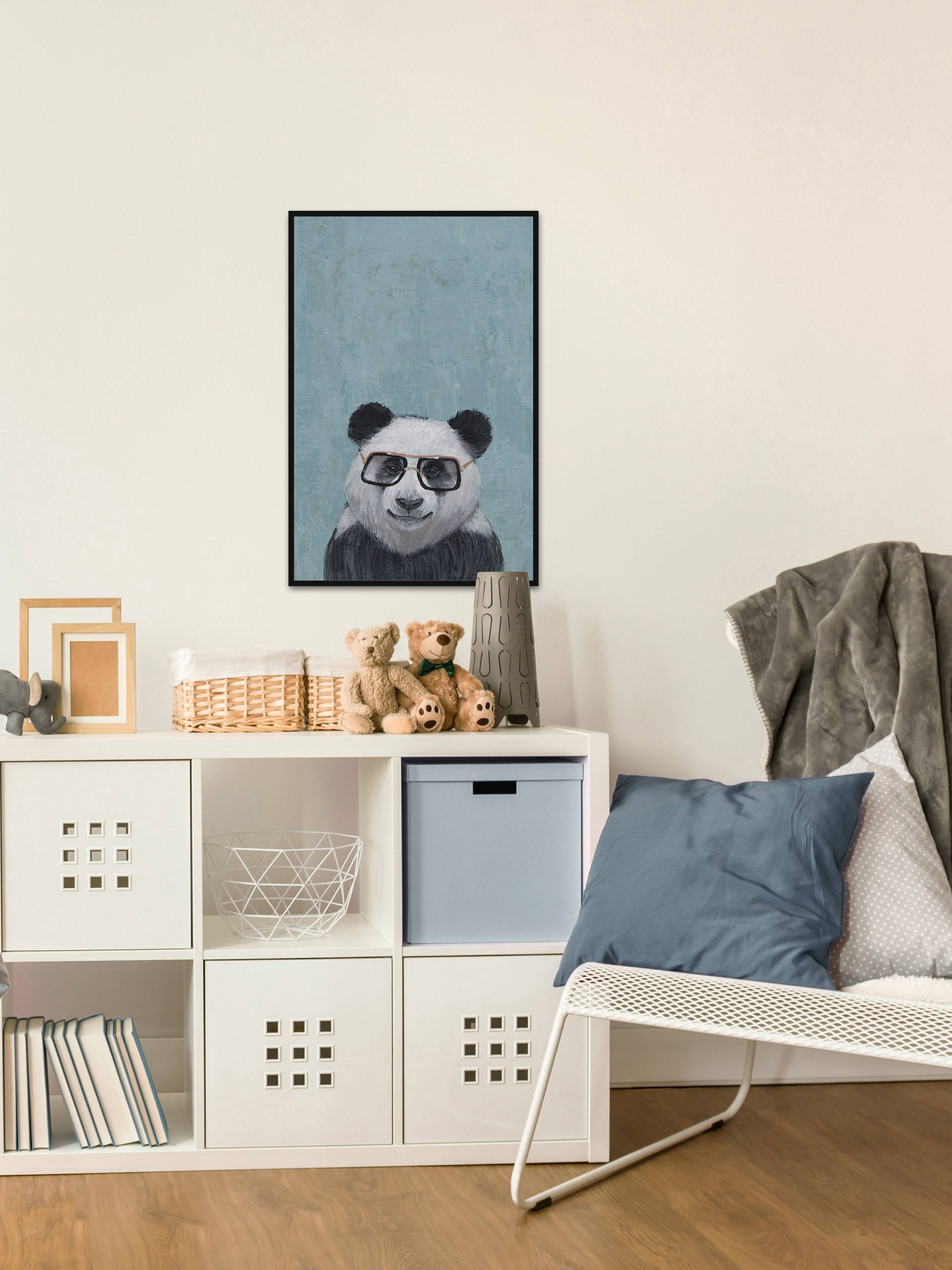 Studious Panda Floater Framed Painting Print on Canvas
