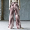 thumbnail image 5 of Asxite Womens Pajama Pants Plaid Print Elastic Waist Straight Leg Loose Breathable Bottoms, 5 of 7