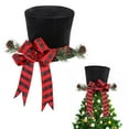 thumbnail image 2 of Jierger Clearance Christmas Tree Topper Hat Retractable Xmas Tree Topper Foldable Classic Plaid Top Hat with Bow for Christmas Tree Decor Desktop Ornaments Winter Holiday Home Decoration, 2 of 8