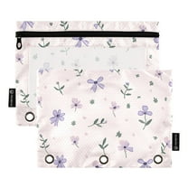 ALAZA 2 Pack Pencil Pouch Floral Bows Pencil Case for 3 Ring Binder Clear Window Pencil Bag Organizers