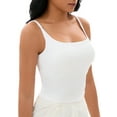thumbnail image 4 of INSPIRE CHIC Women's Square Neck Cami Vest Shelf Bra Adjustable Spaghetti Strap Tank Camisole XS White, 4 of 5