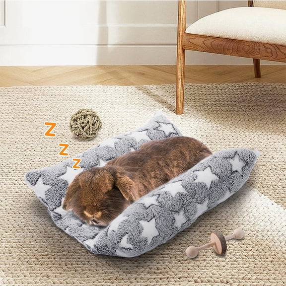 Washable Soft Bunny Bed – Thickened Plush Rabbit Bed with Double-Sided Fluffy Design, Cozy Sleeping Nest for Indoor Rabbits and Small Pets