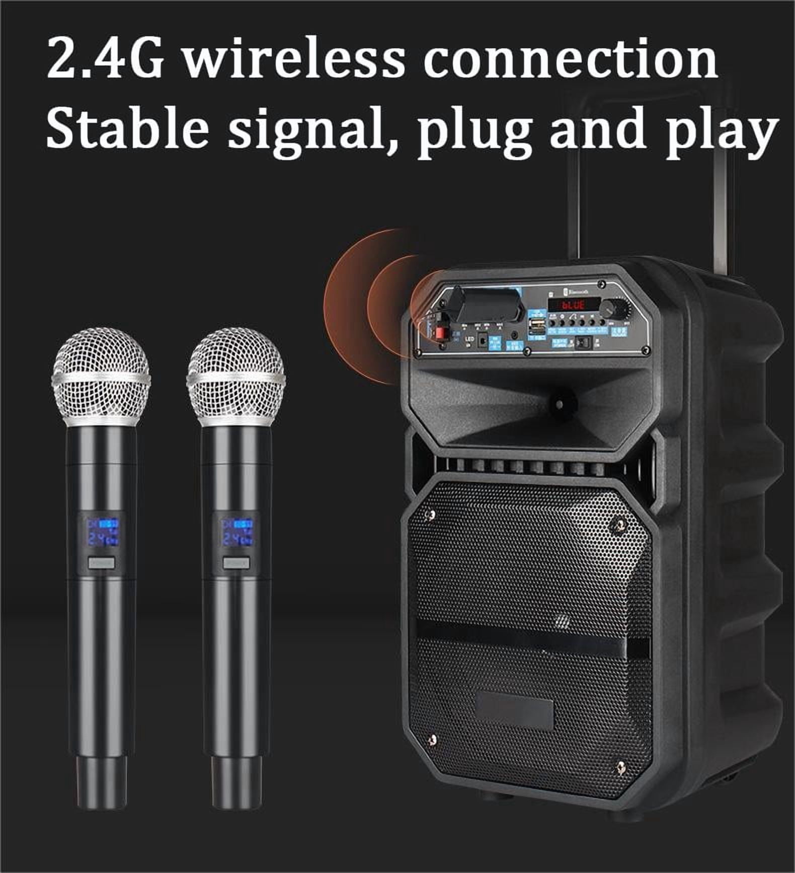 2.4G Wireless Microphone,Dual Microphones for Karaoke, Wireless Dynamic Microphone with Rechargeable Receiver,Plug and Play,Suitable for Speech, Wedding, Church, PA System