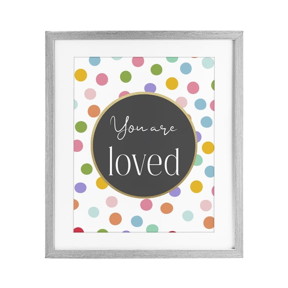 Stupell Industries You Are Loved Polka Dots Gray Framed Print Under Glass, design by Christine Simpson Art