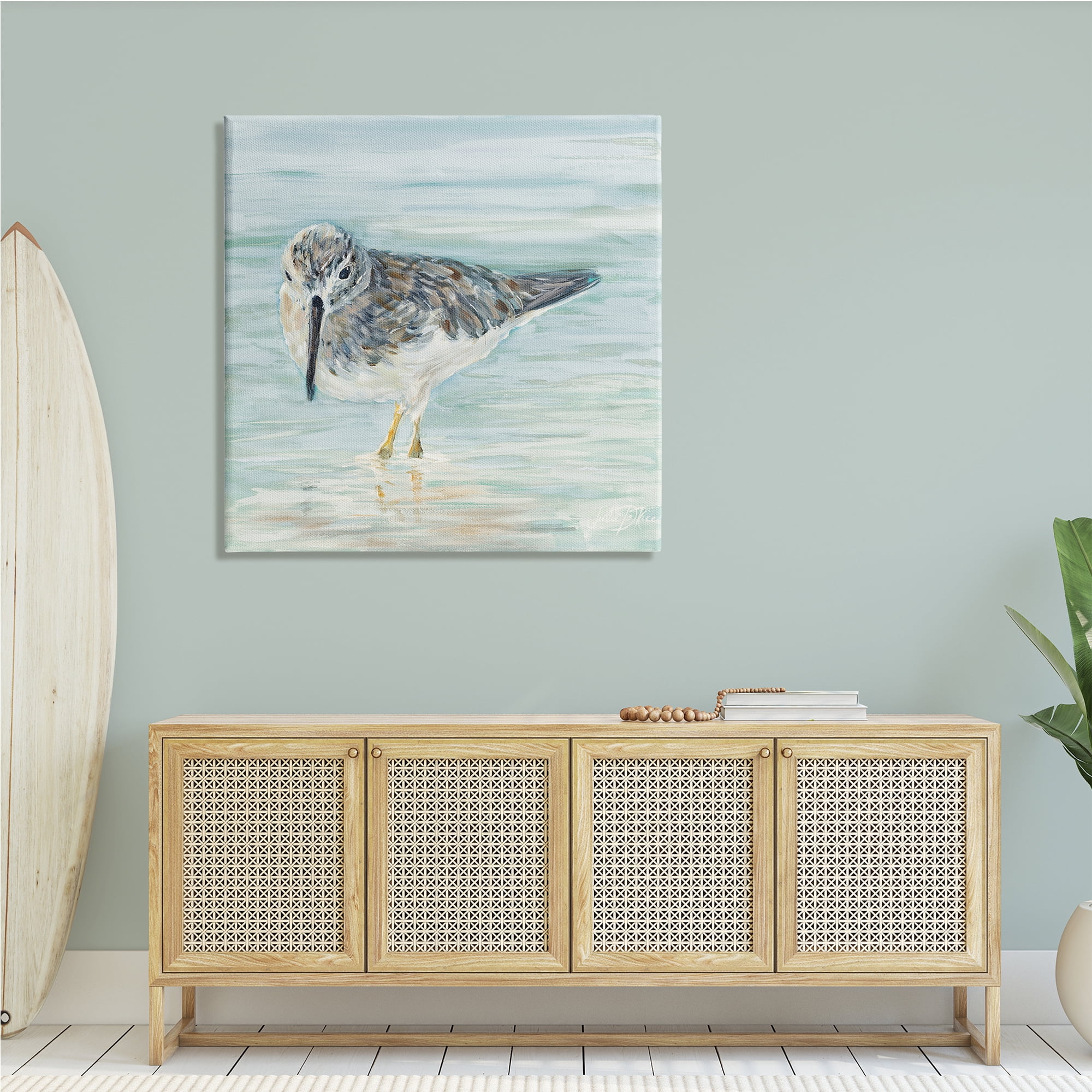 Stupell Industries Nautical Sandpiper Shallow Beach Waters Traditional Bird, 36 x 36, Design by Julie DeRice