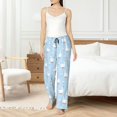 thumbnail image 4 of Pajama Pants Women, Goose White Flowers Sweatpants Soft Sleep Lounge Pants, Casual PJ Bottoms Pants with Pockets, 4 of 7