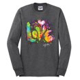 thumbnail image 2 of Wild Bobby, Colorful Rainbow Paint Love Streetwear Mens Long Sleeve Shirt, Heather Black, X-Large, 2 of 3