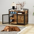 thumbnail image 7 of Huloretions 41 Inch Dog Crate Furniture, Metal Crate with Half Opening Shelf, Heavy Duty Dog Kennel with Adjustable Raised Feeder for Large/Medium Dog, 7 of 7