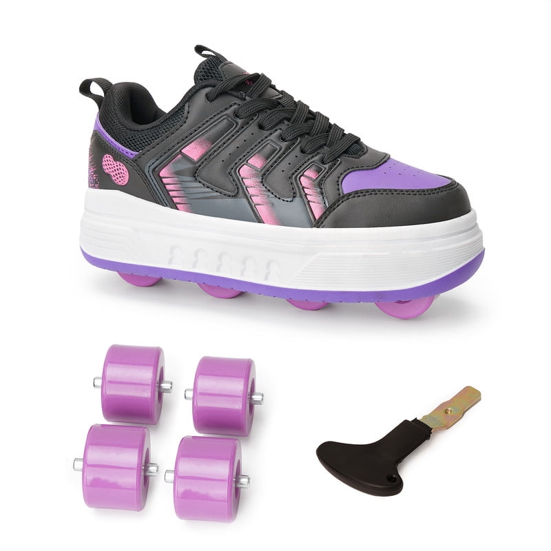 KOFUBOKE Roller Skate Shoes & Unisex Sneakers with 4 Wheels for Outdoor Sports Activities