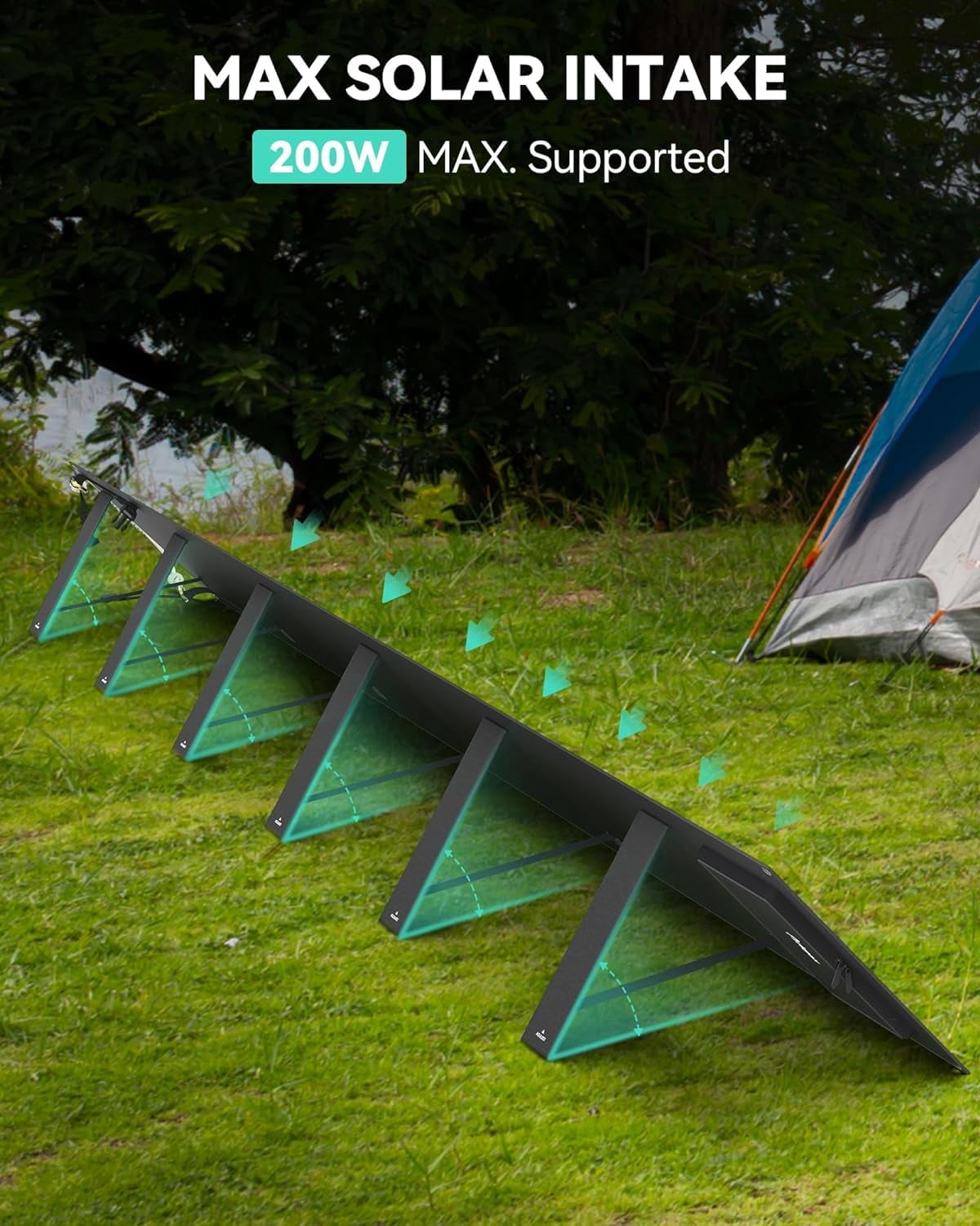 Arkpax 200W Portable Solar Panel, 12-Fold IP65 Waterproof Solar Panel Kit for Outdoor Camping, RV Travel & Home Emergency Power