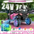 thumbnail image 4 of Farmdex 24V 2-Seater Ride on toys with Remote Control, 400W Powerful Electric Car Ride on Cars, Ride on UTV w/ Bluetooth, MP3, Volume Control, Seat Belts, Spring Suspension, Rose Red, 4 of 12