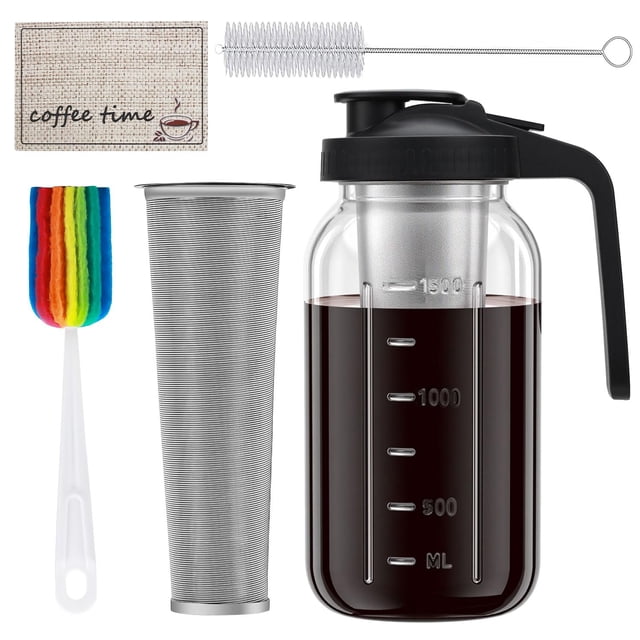 Cafetera Cold Brew Heyglee de 1,9 L con filtro de acero inoxidable