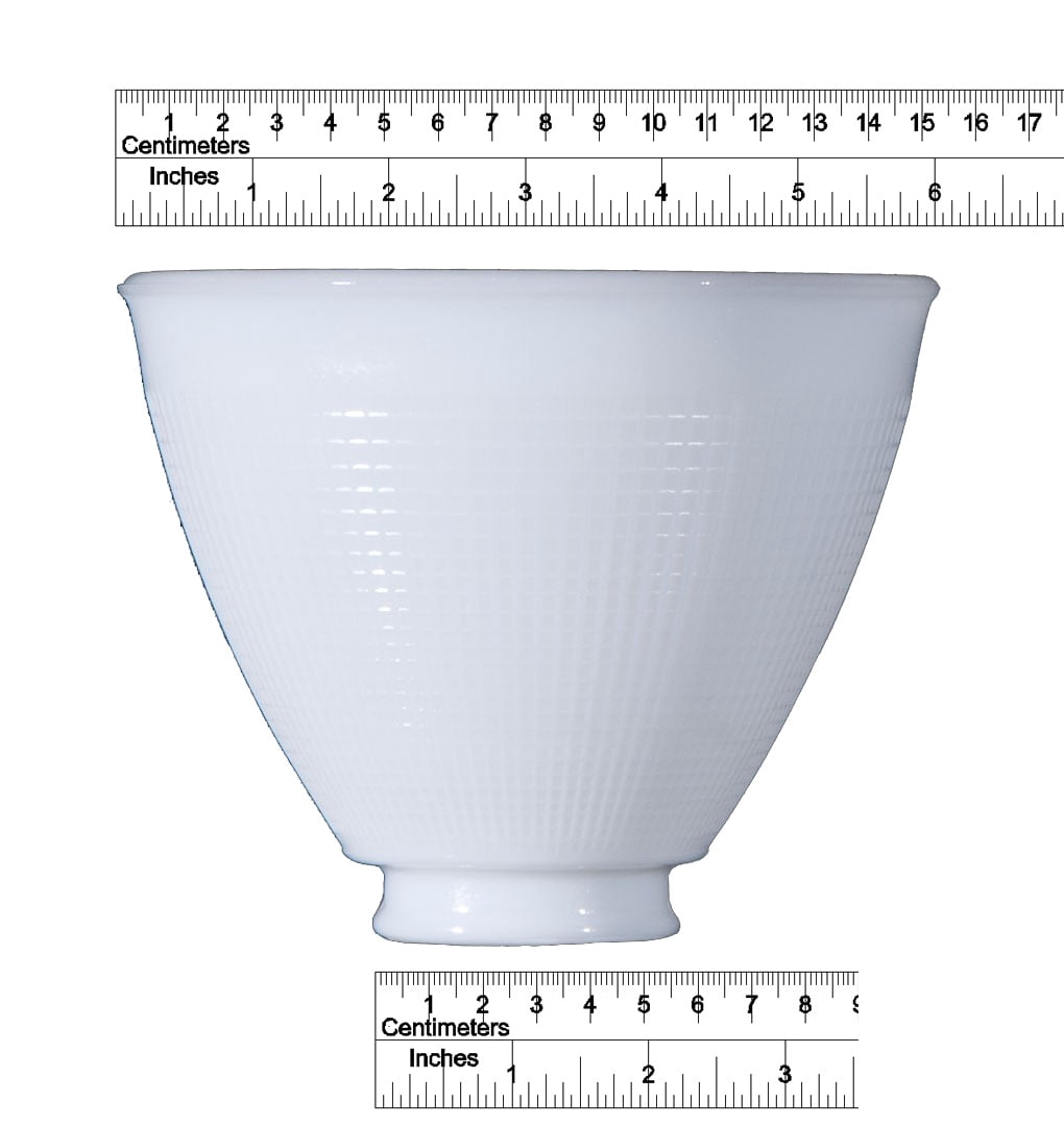 B&P Lamp 6 Inch Top Diameter I.E.S Style White Opal Glass Reflector Shade With Waffle Pattern Glass - Perfect Replacement for Antique Style Floor Lamps