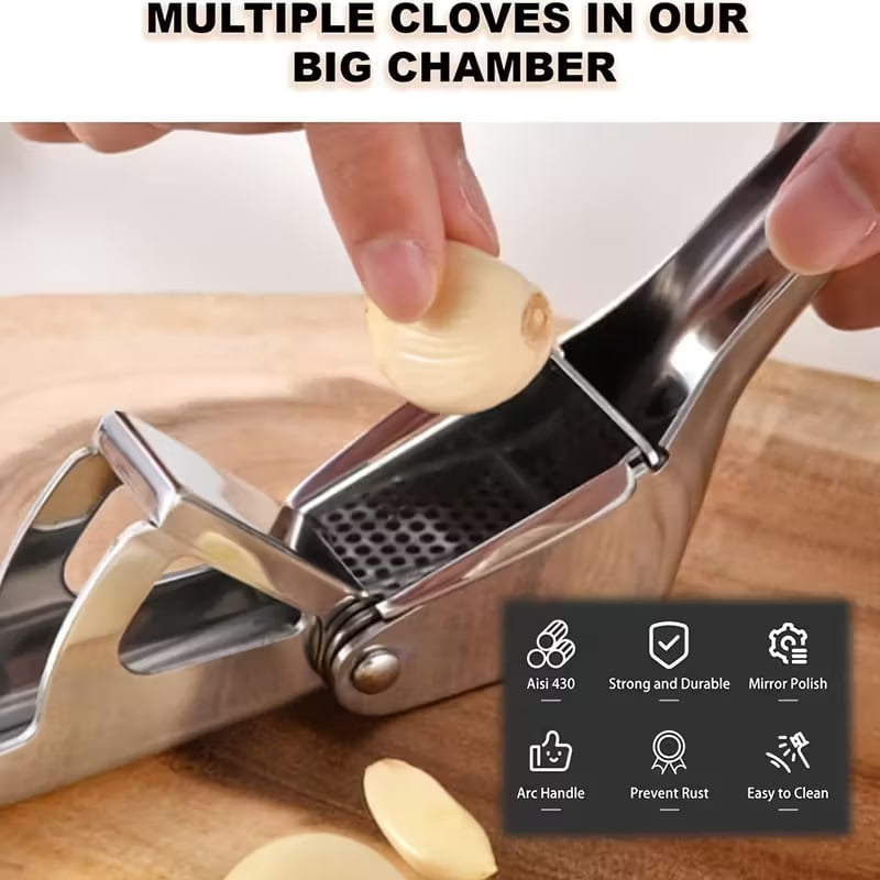 High-quality stainless steel multifunctional garlic press - a must-have ginger and garlic grinder for the kitchen, easy-to-clean gadget