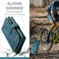 thumbnail image 5 of Wallet Case for iPhone XR, Premium Handmade PU Leather Phone Case Card Slots Magnetic Closure Zipper Pocket Kickstand Flip Case with Hand Strap - Vintage Blue, 5 of 15