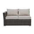 thumbnail image 3 of 4 Pieces Patio PE Wicker Furniture Set, All-Weather Outdoor Sectional Conversation Set with Removable Thick Cushion, Tempered Glass Table & Pillows, Waterproof, Rust-Proof &UV Protection, Light Gray, 3 of 8