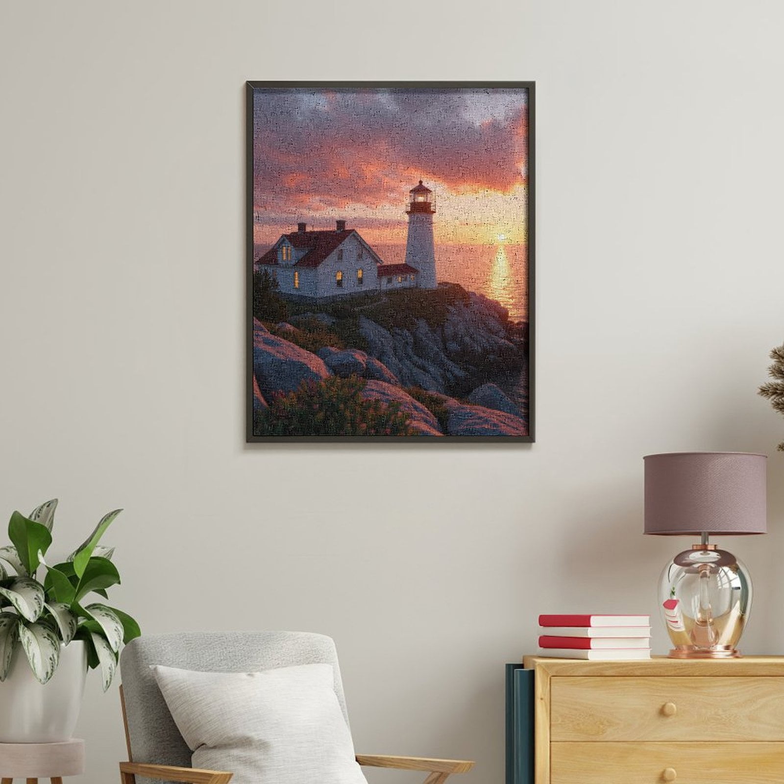Paint by Numbers Kit for Adults, Sunset Lighthouse Cliff Ocean View Paint by Numbers, Easy Paint by Numbers Kit for Adults Beginner, DIY Adult Paint by Number Kits on Canvas, 12x16in Home Decor