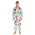 thumbnail image 3 of FORMRS Onesies Pajama for Adults Unisex Hoodie Winter Jumpsuit One Piece Sleepwear, Sizes S-2XL, Yellow Retro Shapes, 3 of 7