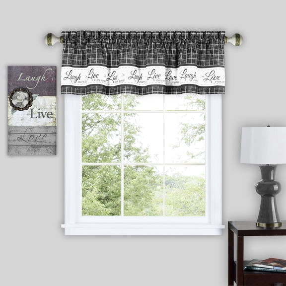 Ergode Live, Love, Laugh Window Curtain Valance - 58x14 - Charcoal