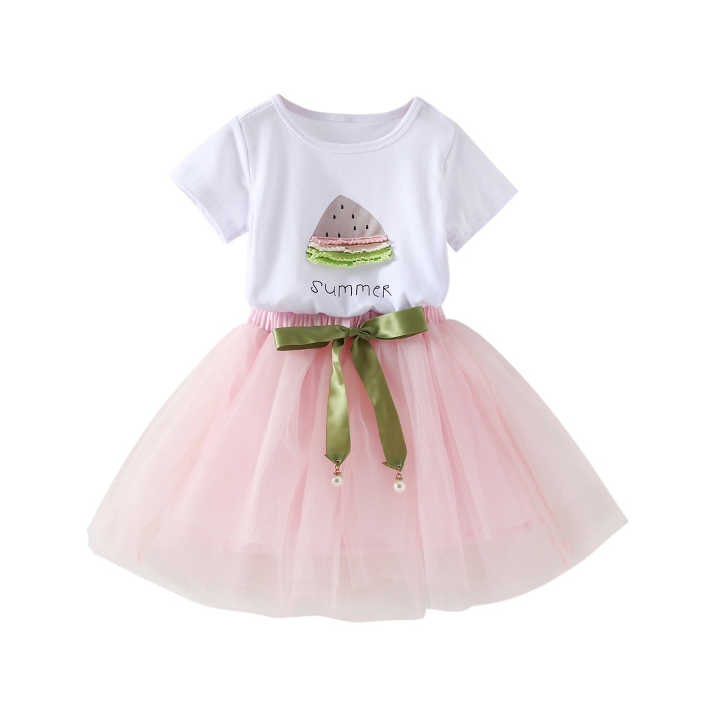 Kids Girl Birthday Dress Set Summer TShirt Tops Tutu Skirt Outfits