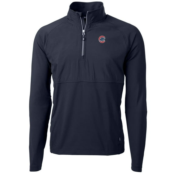 Men's Cutter & Buck Navy Chicago Cubs Adapt Eco Knit Hybrid Recycled Quarter-Zip Pullover Jacket
