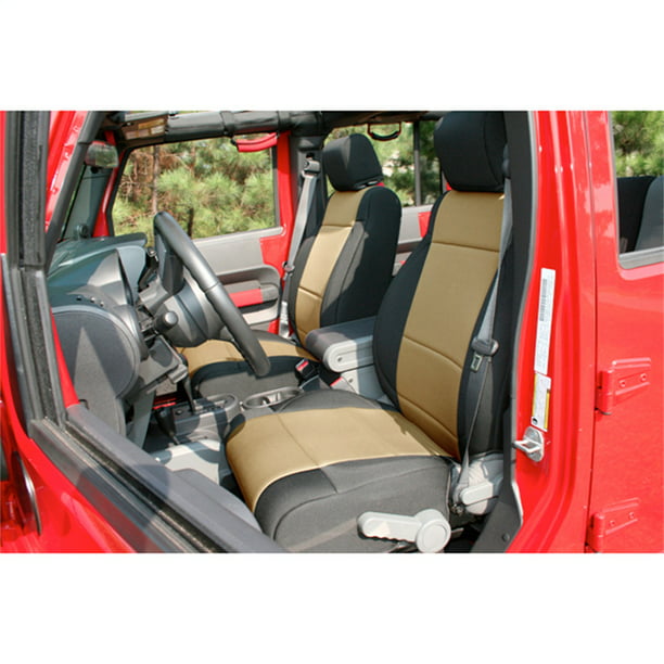 Rugged Ridge 13215 04 Seat Cover Kit Front Neoprene Black Tan 11 18 Jeep Wrangler Jk Com - Jeep Tj Seat Covers Tan