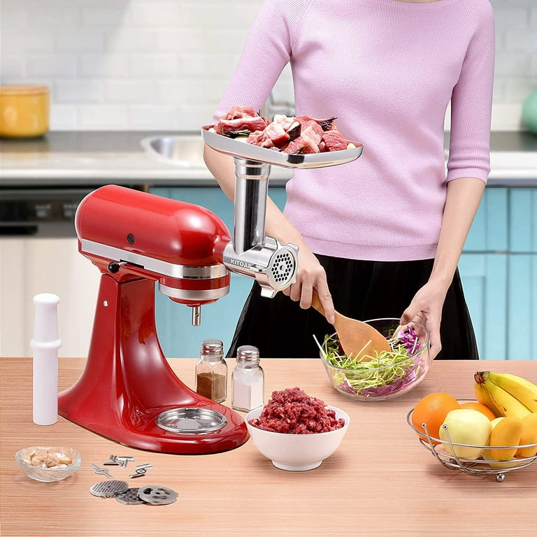 Metal Food Grinder Attachments for KitchenAid Stand Mixers, Durable Meat  Grinder, Sausage Stuffer Attachment Compatible with All KitchenAid Stand  Mixers, includes Two Sausage Stuffer Tubes 