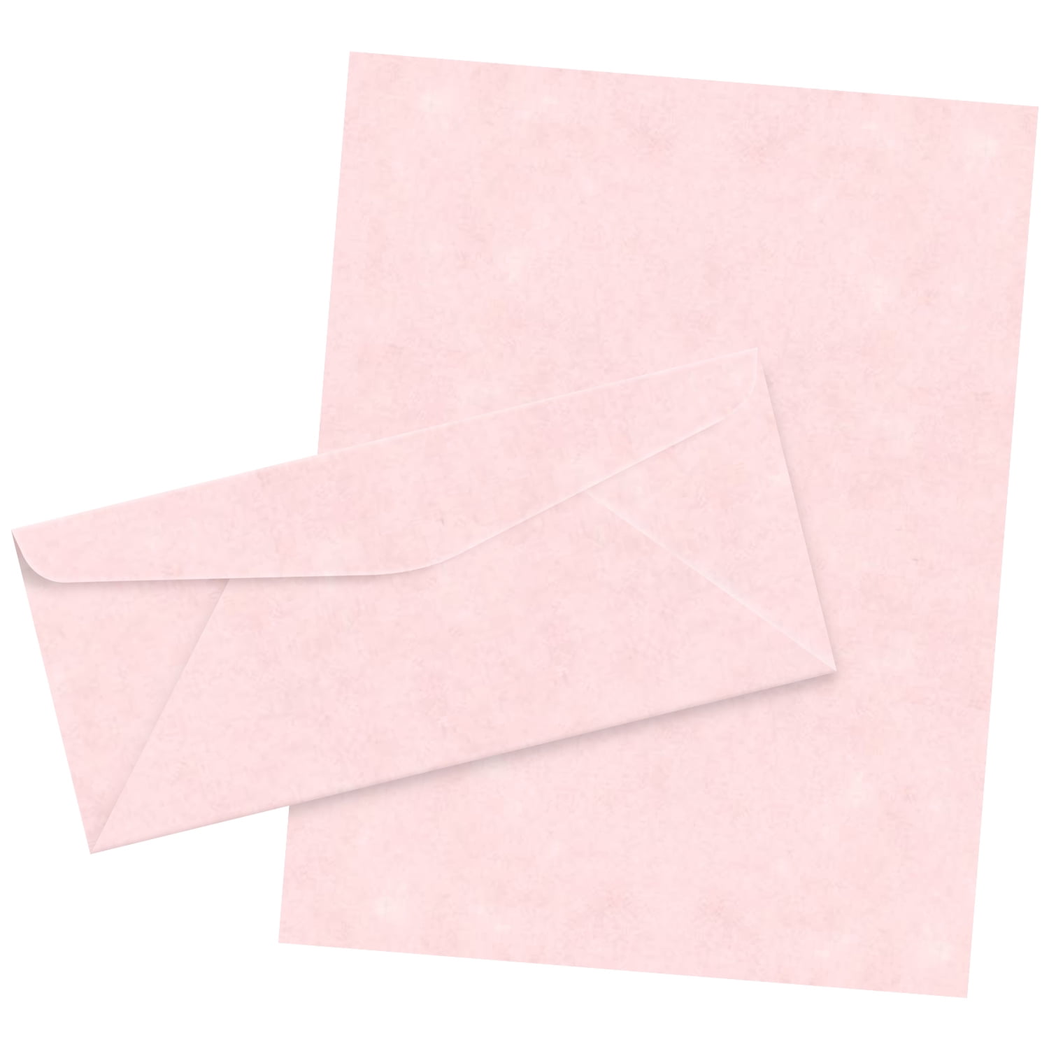 Matching 8.5 x 11' Paper & #10 Envelopes, Imitation New Ice Pink Parchment Finish – Great for Letters, Invitations, Business Documents | 24lb Text, 90 GSM | 50 Paper & 50 Envelopes Per Pack