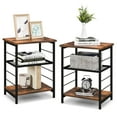 thumbnail image 1 of Costway Lot de 2 Tables d'Appoint à 3 Niveaux avec Tablette en Maille Ajustable, Table de Chevet Étroite, 1 of 10