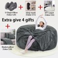 thumbnail image 4 of 6FT,Bean Bag Chairs for Adults，Bean Bag with Filler Included，Soft Memory Foam Chair，Living Room Bean Bag Chairs for Adults，Suitable for Reading Chairs in bedrooms and Dormitories (Russet（6FT）), 4 of 17