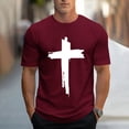 thumbnail image 2 of DDAPJ pyju Christian T Shirt for Men Cross Graphic Tee Shirts Religious Print Short Sleeve Crewneck T-Shirt Casual Sports Tops Summer Tshirts Wine L, 2 of 6
