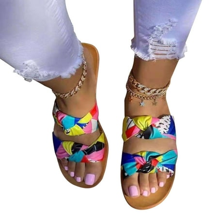 

Sentuca Summer Slippers Bow Knot Color Matching Fashionable Beach Wear Women