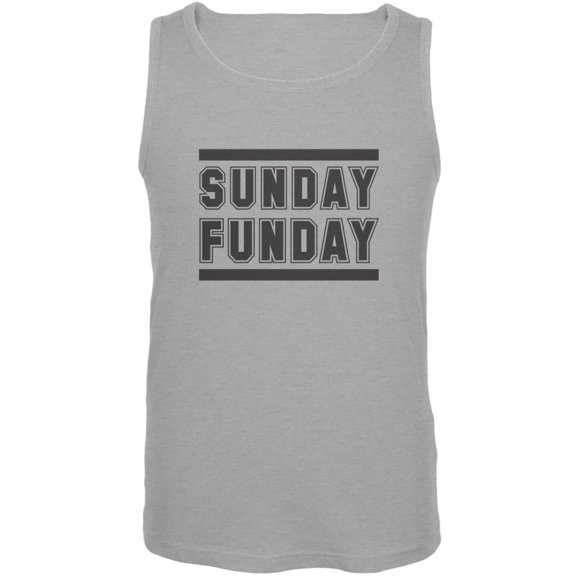 Sunday Funday Heather Grey Adult Tank Top - 2X-Large