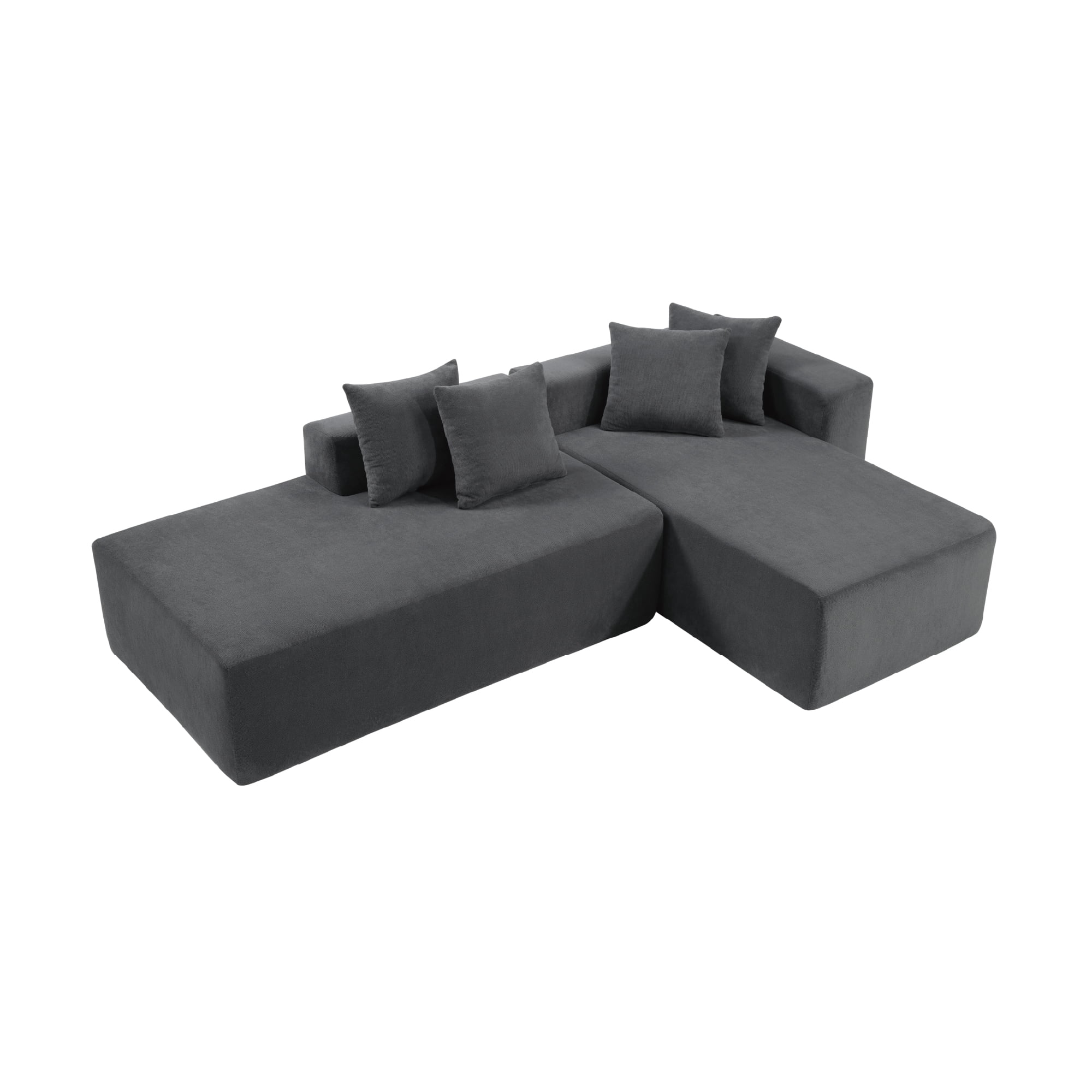 Modular L-Shaped Sectional Sofa with Deep Seat, 101-Inch High-Density Foam Sofa Bed, No Assembly Required, Living Room Couch, Dark Grey