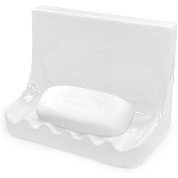 White Vintage Wall-Mounted Ceramic Soap Dish for Shower Wall Retro Ceramic Soap Holder Porcelain Soap Tray for Home Bathtub Bathroom Shower Accessories$$