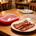 thumbnail image 5 of Red PP Microwave Cooking Tray，Microwave Bacon Cooking Tray with Lid, Durable PP Material, Grease Drain Design, Dishwasher Safe, Fast Meal Prep, Kitchen Gadget for Crispy Bacon, 5 of 12