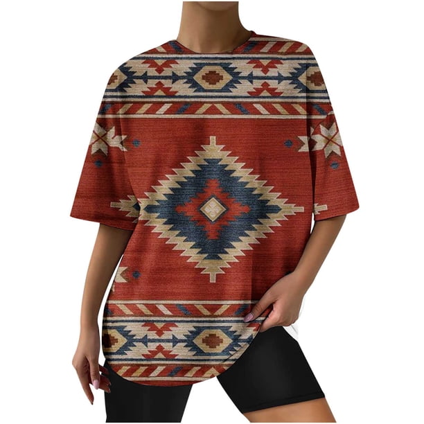 Blusa de manga corta con estampado de cuello redondo informal para mujer a la moda, Tops de verano OAVQHLG3B Store lin121212